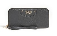 Guess Eco Brenton Large Zip Around Schwarz, Damen-GeldböRse Portemonnaie Wallet