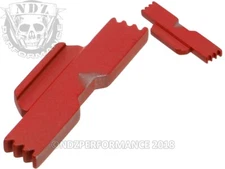for Glock 43 Extended Slide Lock Lever ESLL in Red Cerakote by NDZ Performance