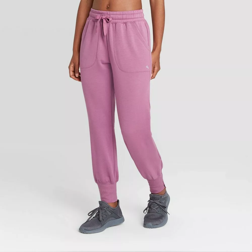 Women's Mid-Rise Cozy Jogger Pants JoyLab rose Pink size M soft