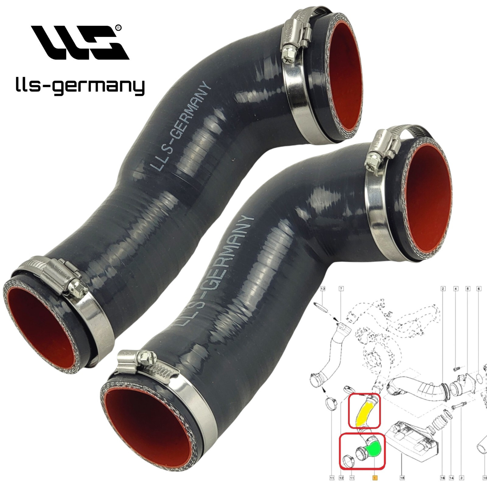 2x Turbo Hose Intercooler Hose for RENAULT ESPACE IV JK 3.0 dCi 8200069430