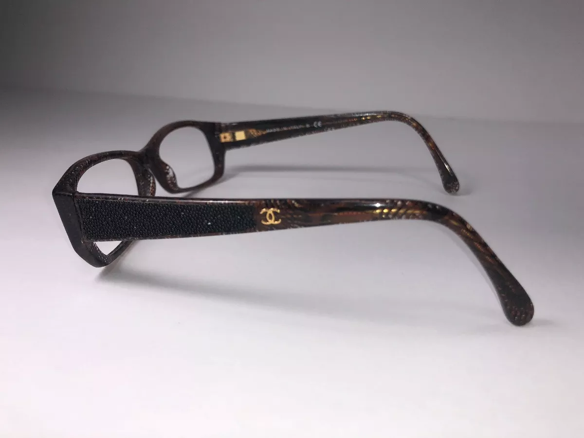 CHANEL 3171 CC 1123 Eyeglass Frame Designer Women’s Rx Brown Glasses Black  Lace