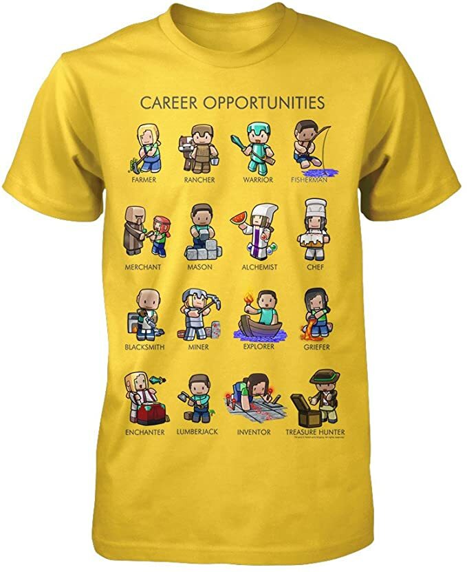 T-shirt Minecraft Jinx, Manches Longues, Jaune, 100% Coton, Tailles Enfants