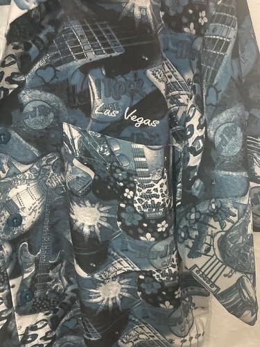 Hard Rock Cafe Las Vegas Small Hawaiian Aloha Button Front Shirt Embroidered - Picture 3 of 8