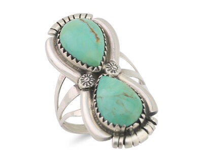 Navajo Ring 925 Silver Blue Gem Turquoise Artist Signed Sylvia Chee C.80's