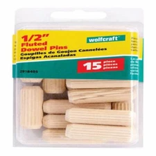 wolfcraft Fluted Hardwood Dowel Pin 1/2 in. Dia. x 1-1/2 in. L 1 pk Natural