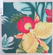 Tropical Flower HP Needlepoint canvas