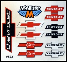 RC Car Decals, 1/10th, Chevy Bowtie Logos , Late Models, Street Stocks, Oval 522