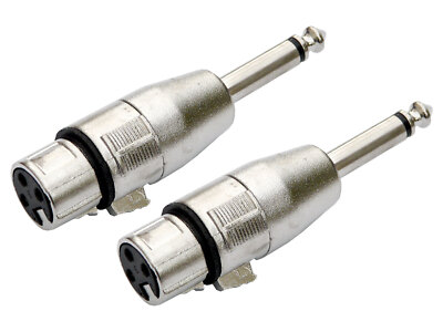 2er Set Adapter XLR female auf 6,3mm Klinkenstecker mono silber
