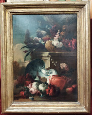 QUADRO - OLIO S/TELA 38,5x52,5cm - NATURA MORTA - '600  CORNICE COEVA