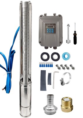 2HP 4in Solar Pump Submersible Pump Bore Deep Well Pump+MPPT Controller DC 110V