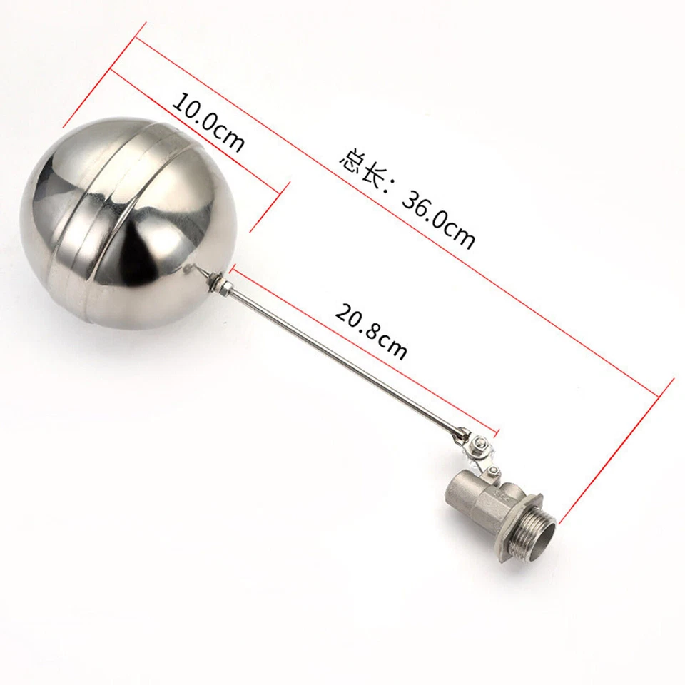 DN15 1/2" Stainless Steel Floating Ball Valve Adjustable Water Level - Image 3 of 4