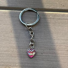 mermaid scales colorful metallic heart keychain handmade Shimmery Gift Charm