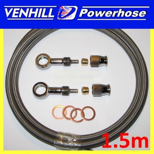 1.5M AN3 uni braided brake hose 2 x straight chrome banjos washers