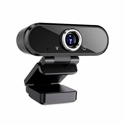 Webcam with Microphone, FAXPOT 1080P USB Wide Angle Web Camera Black-image