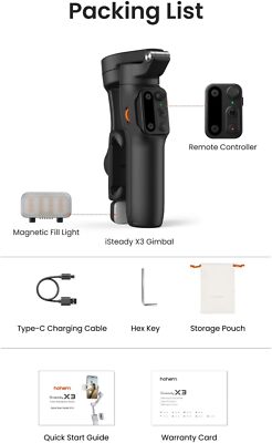 Hohem iSteady X3 3-Axis Gimbal Stabilizer AI-Magnetic Light iPhone