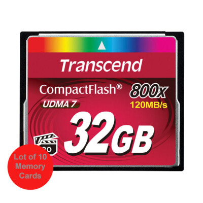 10 Pack Transcend Compact Flash 32GB 800x UDMA Memory Card for Nikon Canon 