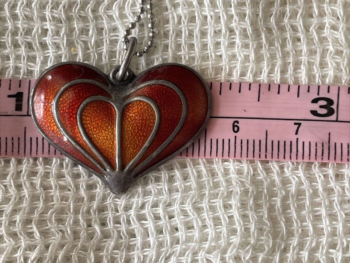 David Andersen Norway Sterling 925 Orange Enamel Heart Pendant | eBay