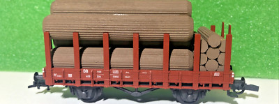 Rungenwagen mit Holzbeladung DB Fleischmann Güterwagen HO Zustand (2-3) S9-21