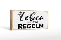 Holzschild Spruch 27X10 Cm Mein Leben Meine Regeln Deko Schild