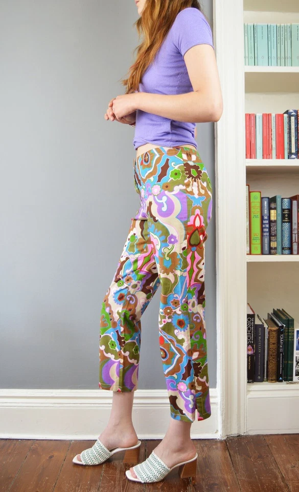 Pantalones Philosophy by Alberta Ferretti Años 70 Floral IT44-M Algodón Nueva Era Zeitgeist Foto 4 de 4