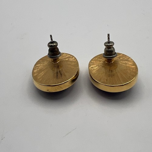 Vintage Pierced Earrings Purple Bubble Stone Gold Tone - Picture 6 of 7