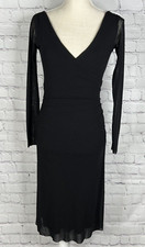 Weston Wear Little Black Dress Small Plunge V-Neck Ruched Lined Semi Sheer USA