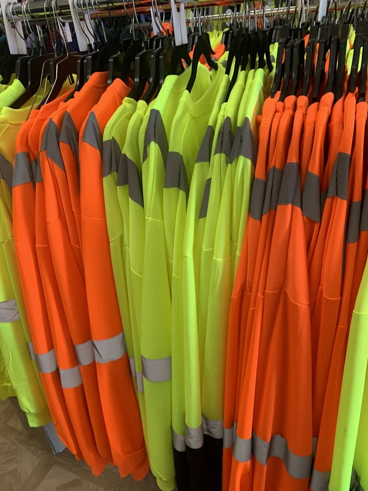 LOT OF 5 Safety Work T Shirt High Visibility Reflective Tape TYPE R CLASS 3 - Image 3 of 4