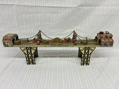 Beautiful Vintage Marx Tin Wind Up BUSY BRIDGE  Great Paint Working - No Reserve