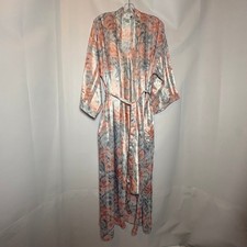 Vintage 80s 2 pc Satin Lingerie Set Womens S/M Robe Nightgown Intimates Coquette