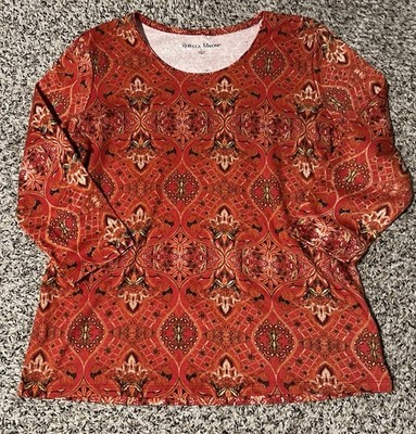 Rebecca Malone Ladies Size L  3/4 Sleeved Top