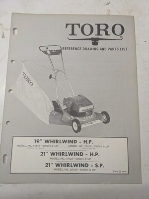 TORO PARTS CATALOG LIST MANUAL REFERENCE DRAWING 19 21  WHIRLWIND HP SP 20120 5