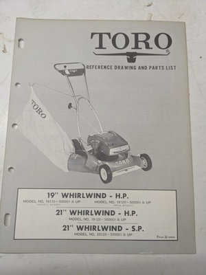 #ad TORO PARTS CATALOG LIST MANUAL REFERENCE DRAWING 19 21” WHIRLWIND HP SP 20120 5 $14.99