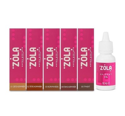 ZOLA Set of Eyebrow Tint With Collagen 5x15ml (5 colors and oxidant)