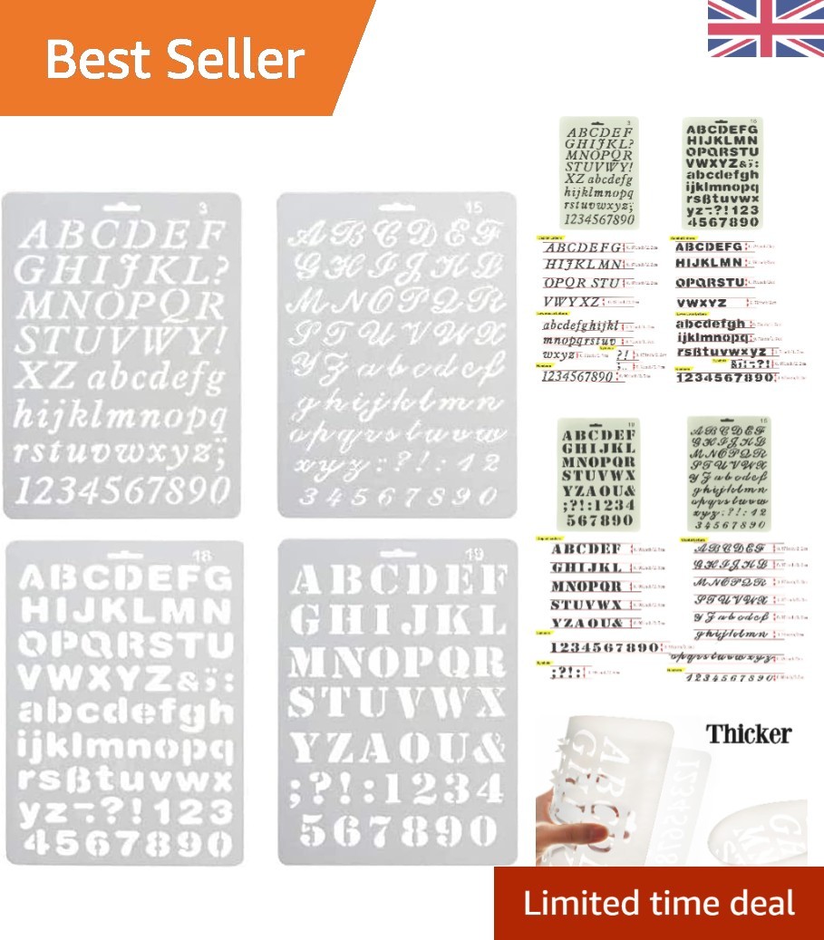 Creative DIY 4-Piece Letter & Number Stencil Set - Perfect for Journals