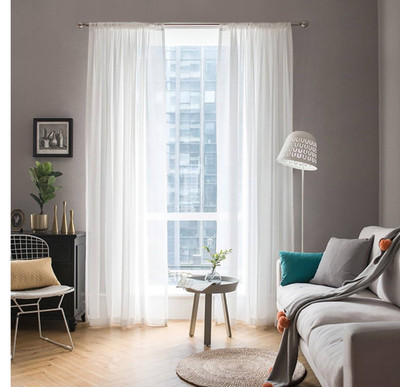MIULEE White Sheer Curtains 108''x54'' - 2 Panels Solid Color Sheer Voile Drapes