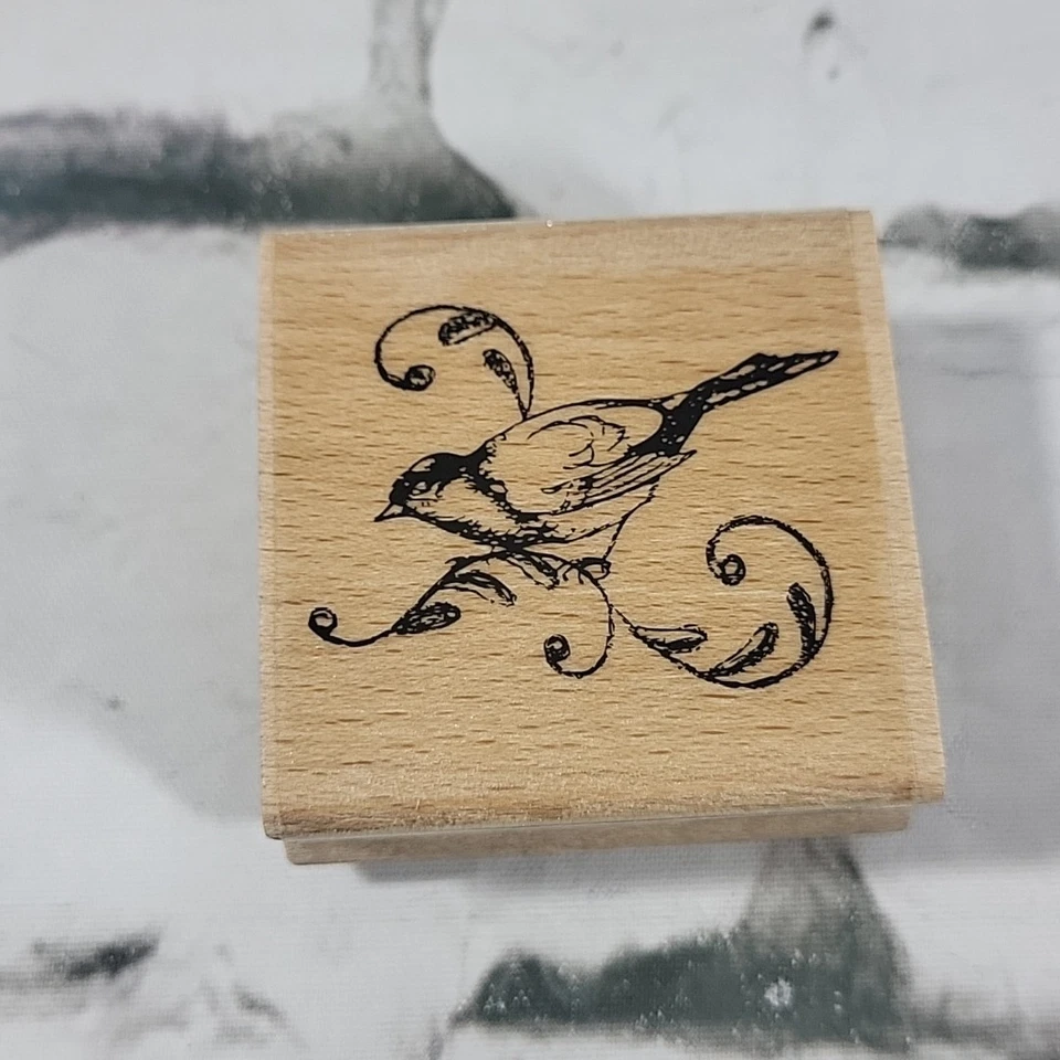 Lote de 3 estampillas de goma de pájaros pinzón paloma pluma 2" montado en madera arte Hampton Foto 4 de 4