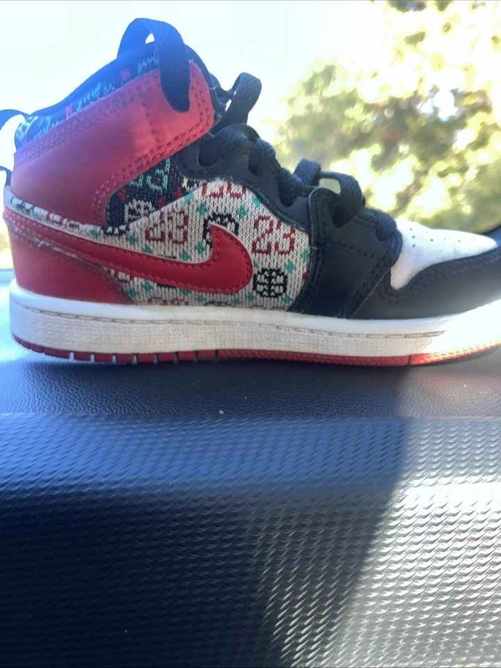 Nike Air Jordan 1 Mid Feo Navidad Suéter Juvenil DM1210-150 Talla 12C  Foto 2 de 4