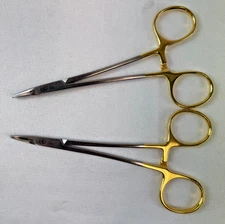 Pair of SSI Ultra 32-415 Halsey 5" Needle Holder Smooth T/C Inserts General Surg