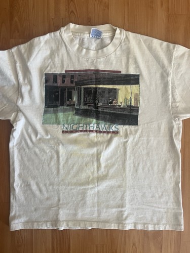 Vintage 90s Edward Hopper Nighthawks Art Shirt Size Large (Boxy) (Stains) - Bild 1 von 5