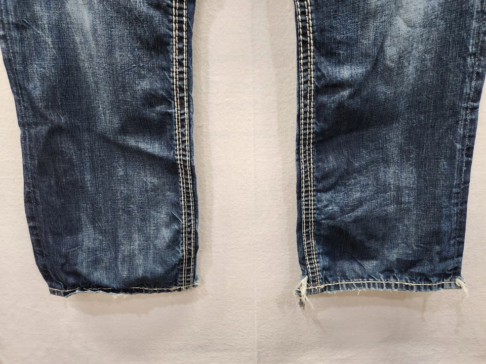 Pantalones de mezclilla Rock Revival Ceasar relajados rectos para hombre talla 38 dañados aplastados Foto 4 de 4
