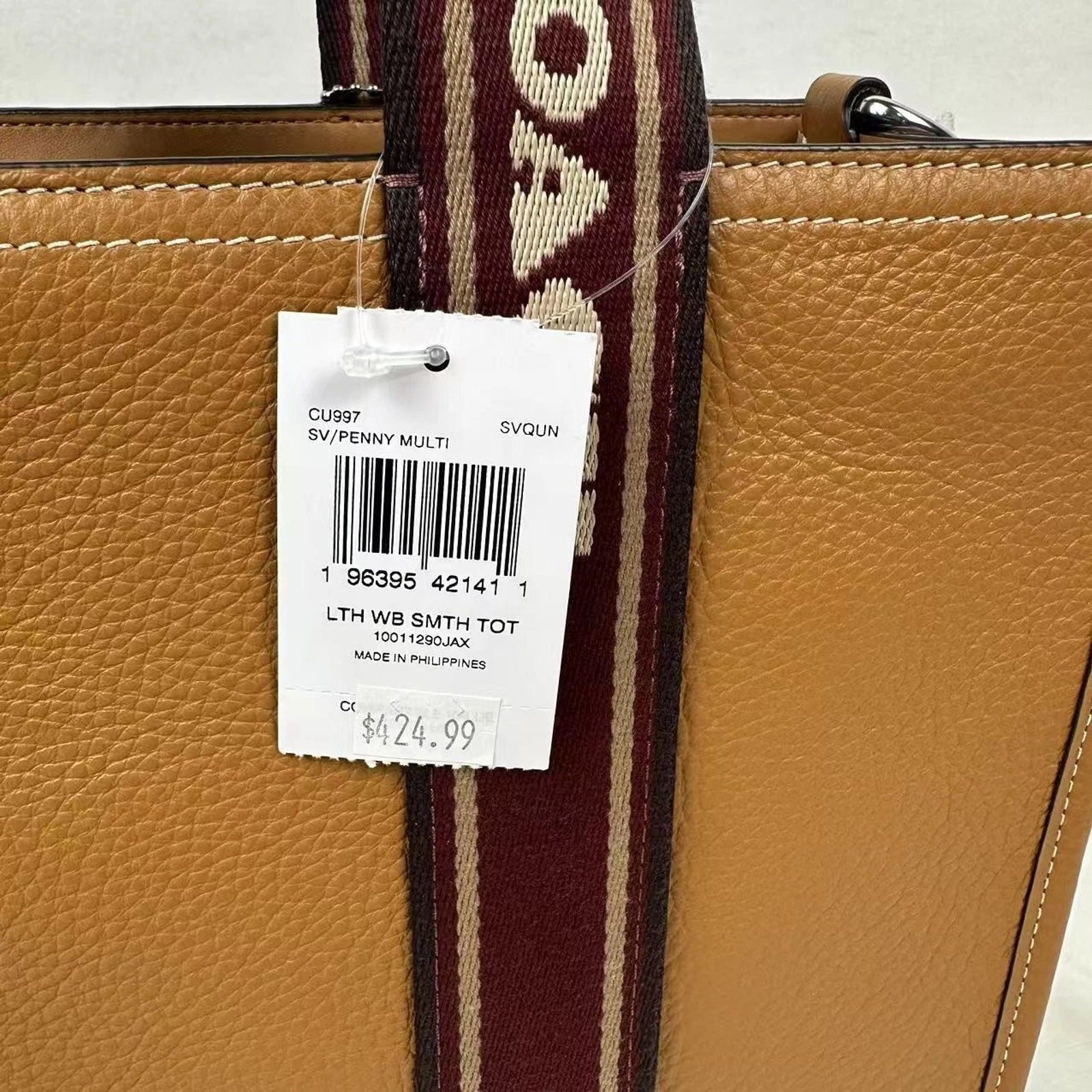 Borsa a tracolla Coach Smith Tote Bag in pelle argento Penny Multi Cu997 nuova con etichetta