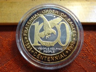 1998 Fraternal Order of Eagles F.O.E. 100 Years 1 Oz .999 Silver Round