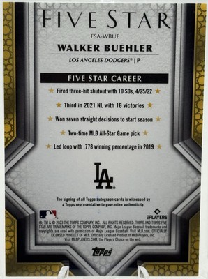 2023 Topps Five Star Walker Buehler Base Auto | eBay
