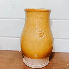 Vintage Yellow Pottery Handmade Pitcher Vase | Rowe Pottery Works