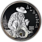 Vintage 2000 Alaska Gold Rush Centennial 1 oz .999 Fine Silver Round with Nugget