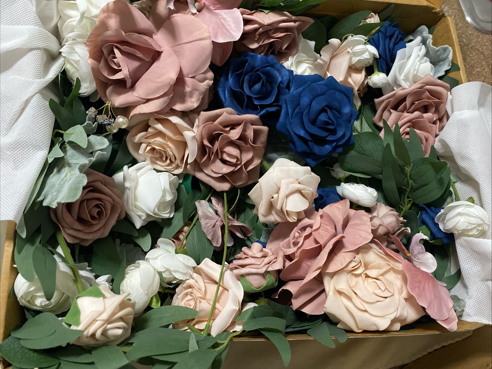 Ling's Moment Pink Blue Artificial Wedding Arch Flowers Kit Pack of 4, 2pcs H...