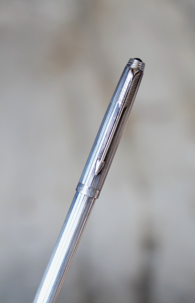 Stylo Parker 75 Vendôme En Argent Massif 925 - Modèle Rare à Motif Lignes