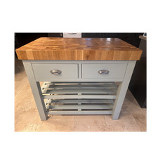 The Cotswold Company Grey Kitchen Island Wood Top 2 Drawers 2 Shelves 104cm