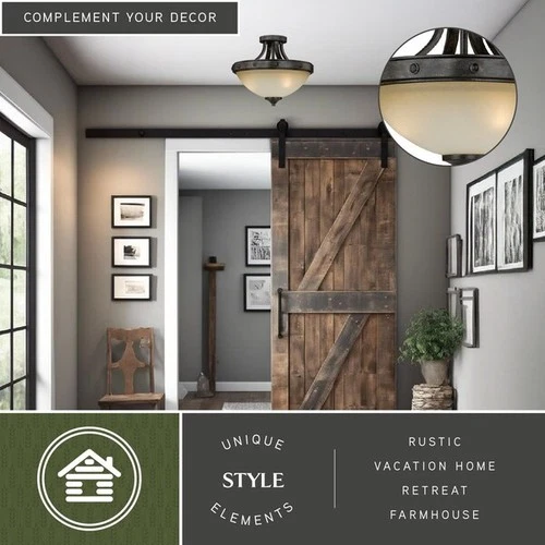 VAXCEL C0077 Halifax 14.5in Semi-Flush Mount Walnut - Picture 8 of 9