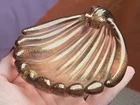 VINTAGE MURANO GLASS SHELL BOWL MAUVE WITH GOLD FLECKS
